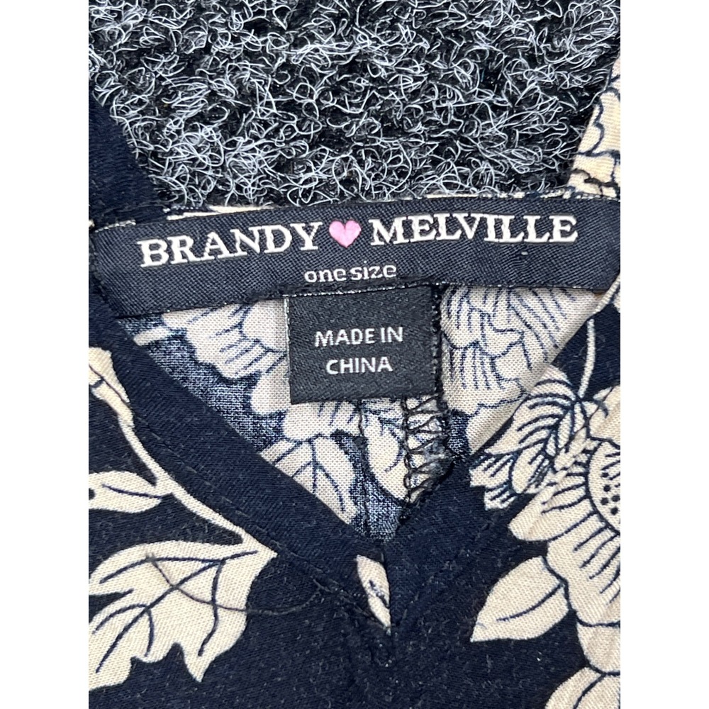 Brandy Melville Dress OS Black Floral Strappy Mini Rayon Boho Summer Coquette - Picture 2 of 6